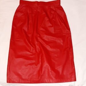 Vintage Buttery Soft Red Leather Pencil Skirt 10‎